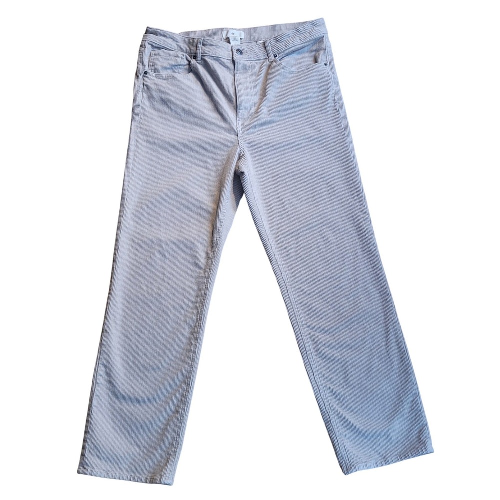 H&M Corduroy Pants Beige Straight Leg Women Size 16